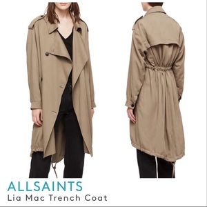 New All Saints Lia mac trench coat jacket women's size medium M green AllSaints